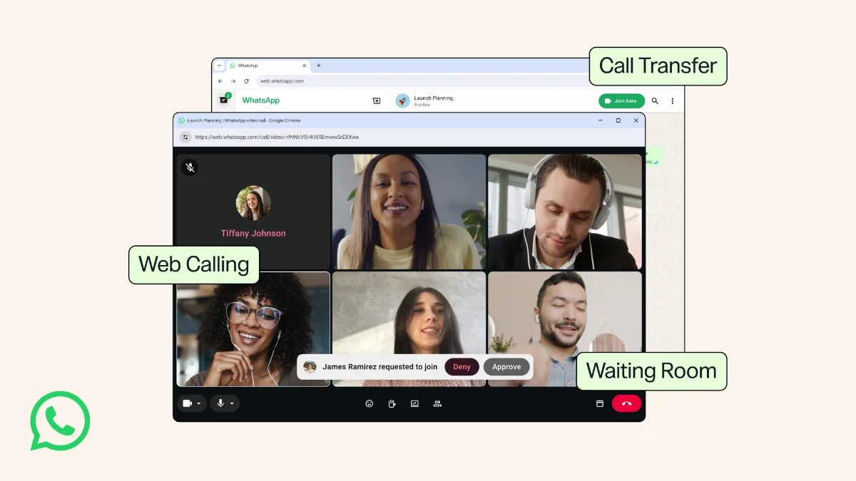 Video call made through WhatsApp Web on a computer
